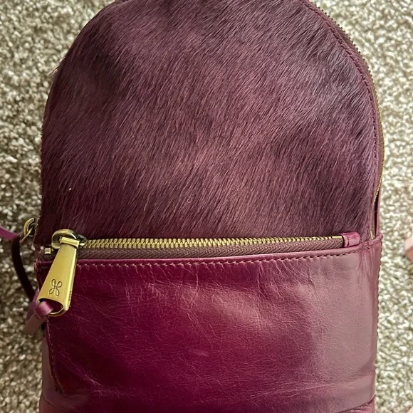 NEW Sexy Purple HOBO Mini Backpack Purse Fuschia Leather And Calf Hair - Picture 11 of 14